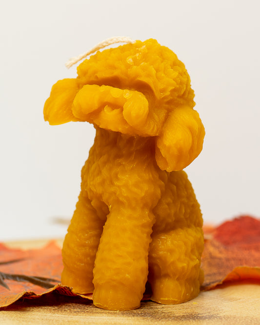 100% Beeswax Candles - Dog Poodle Candle - Medium
