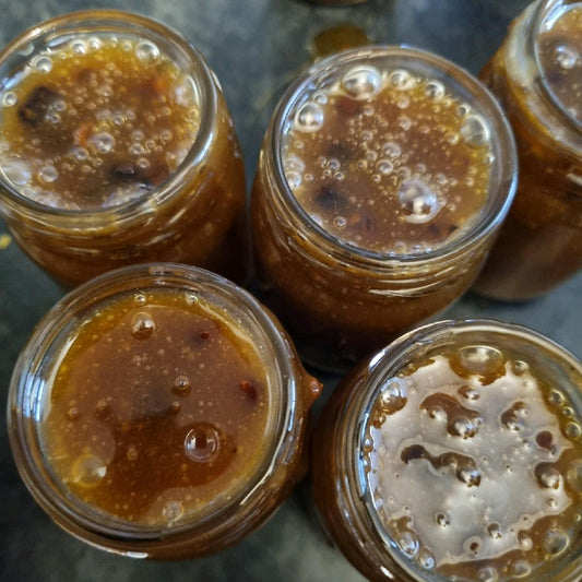 Bee complex jar with mixed bee products – royal jelly, bee bread, propolis, honeydew honey