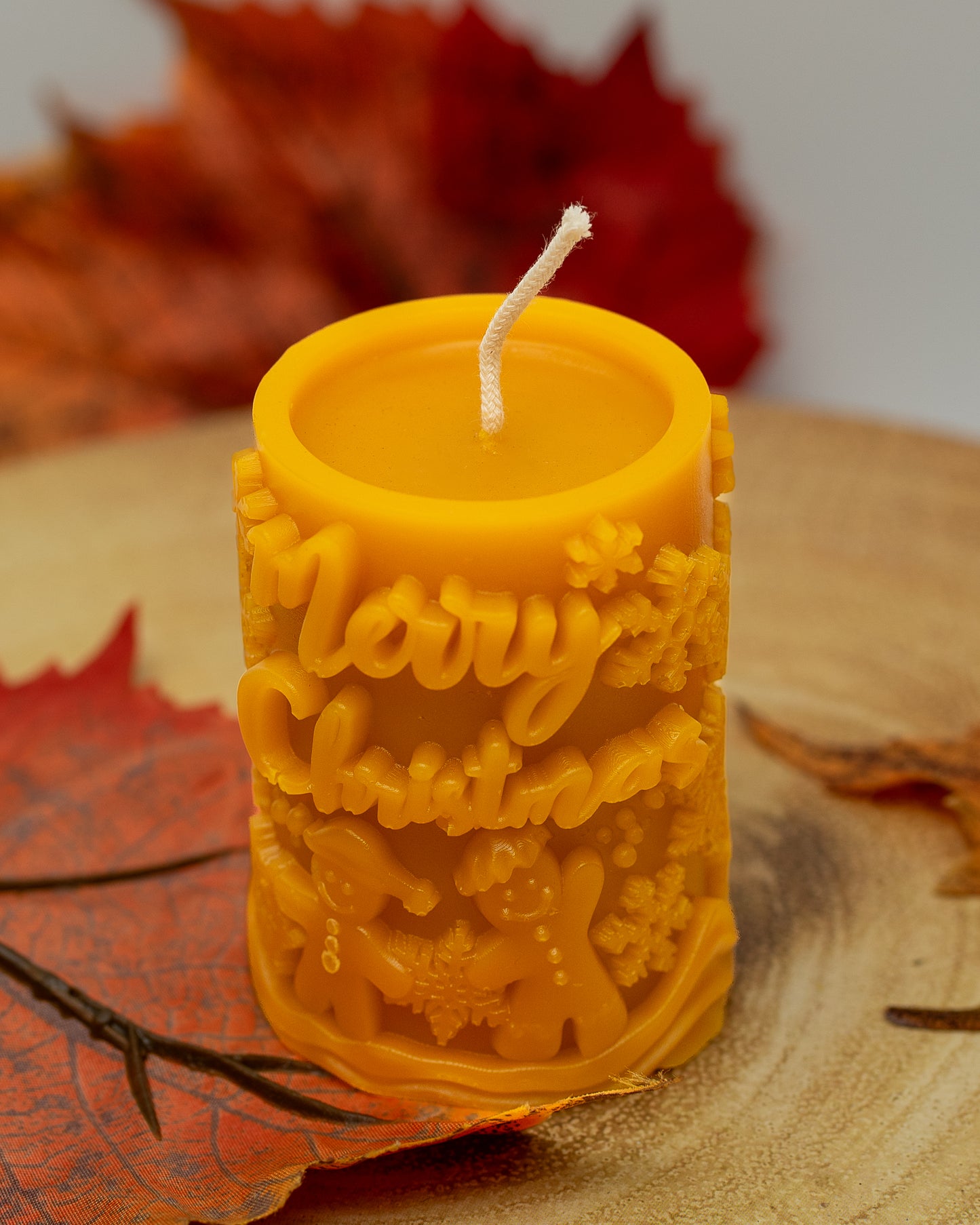 100% Beeswax Candles - Merry Christmas Candle Pillar