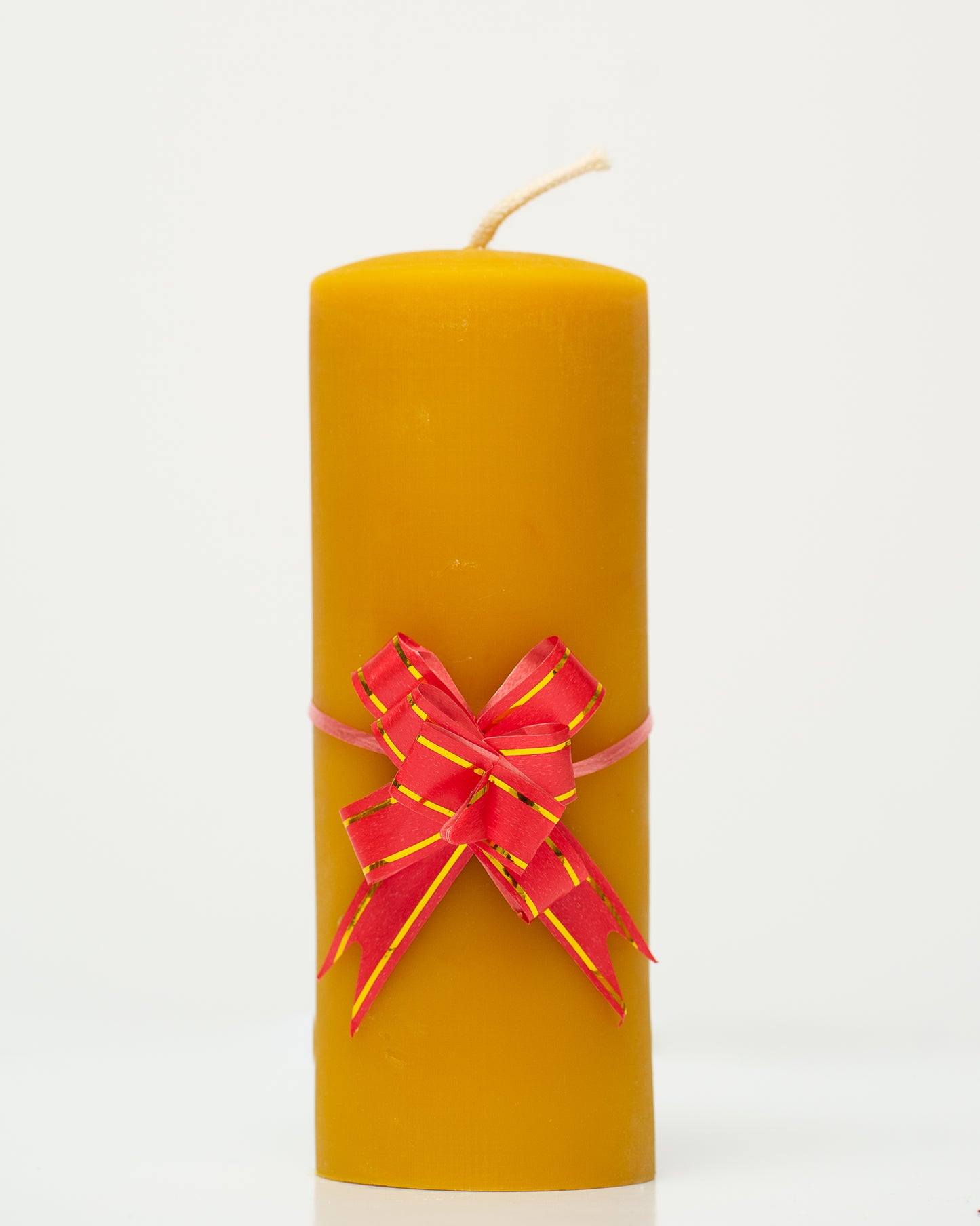 100% Beeswax Candle With Ribbon- Plain Pillar, Large